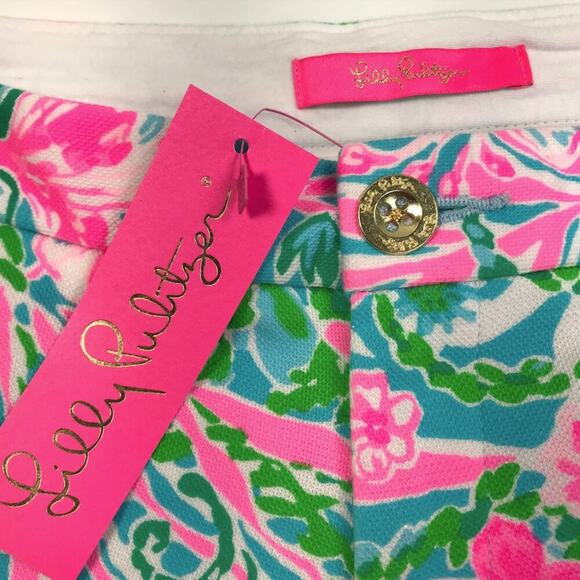 LILLY PULITZER Buttercup Knit Shorts Sz 10 Amalfi Blue Leaf It Wild Resort NWT - Picture 8 of 16